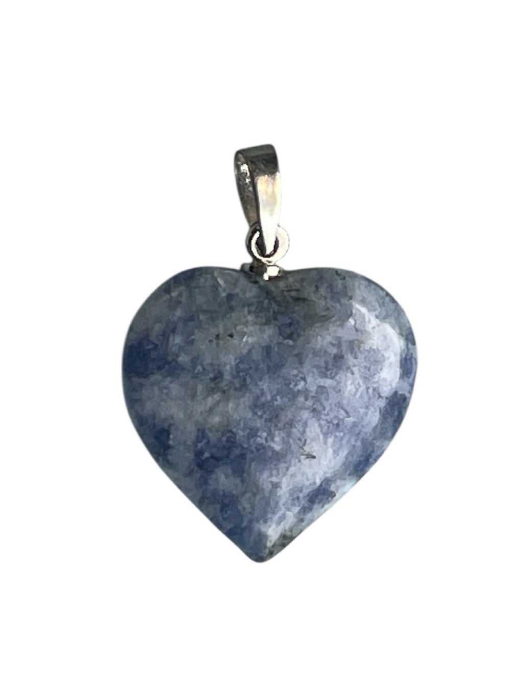 SODALITE BLUE STONE HEART PENDANT WITH SILVER BAIL